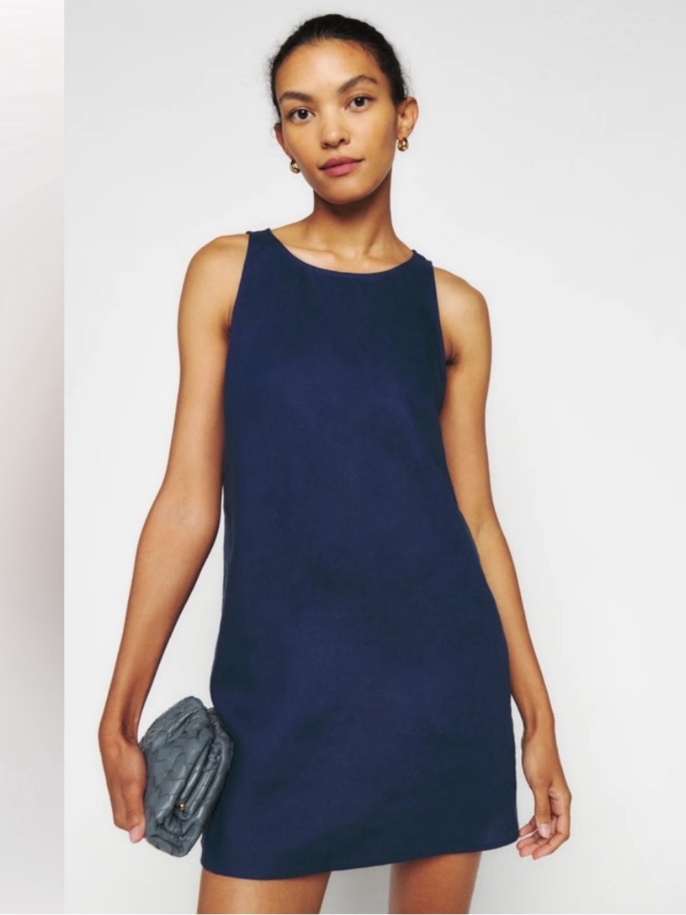 Reformation Jessi Linen Dress in Navy
